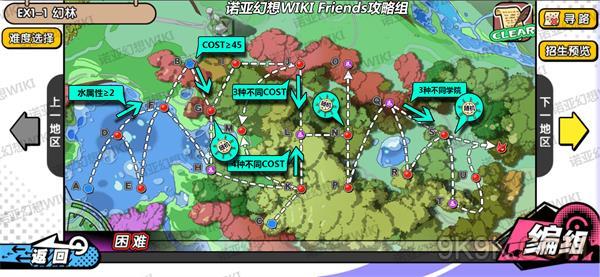 诺亚幻想红冬舞雪EX1-1幻林打法攻略